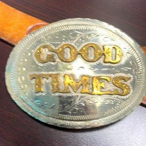 Statement Belt Buckle and Vintage Leather Belt